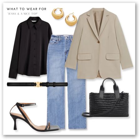 ‘Jeans & a nice top’ 👖

A satin black shirt, arket beige blazer, & other stories heels, mango woven bag, gold hoops, Celine black belt 

#LTKeurope #LTKSeasonal #LTKstyletip