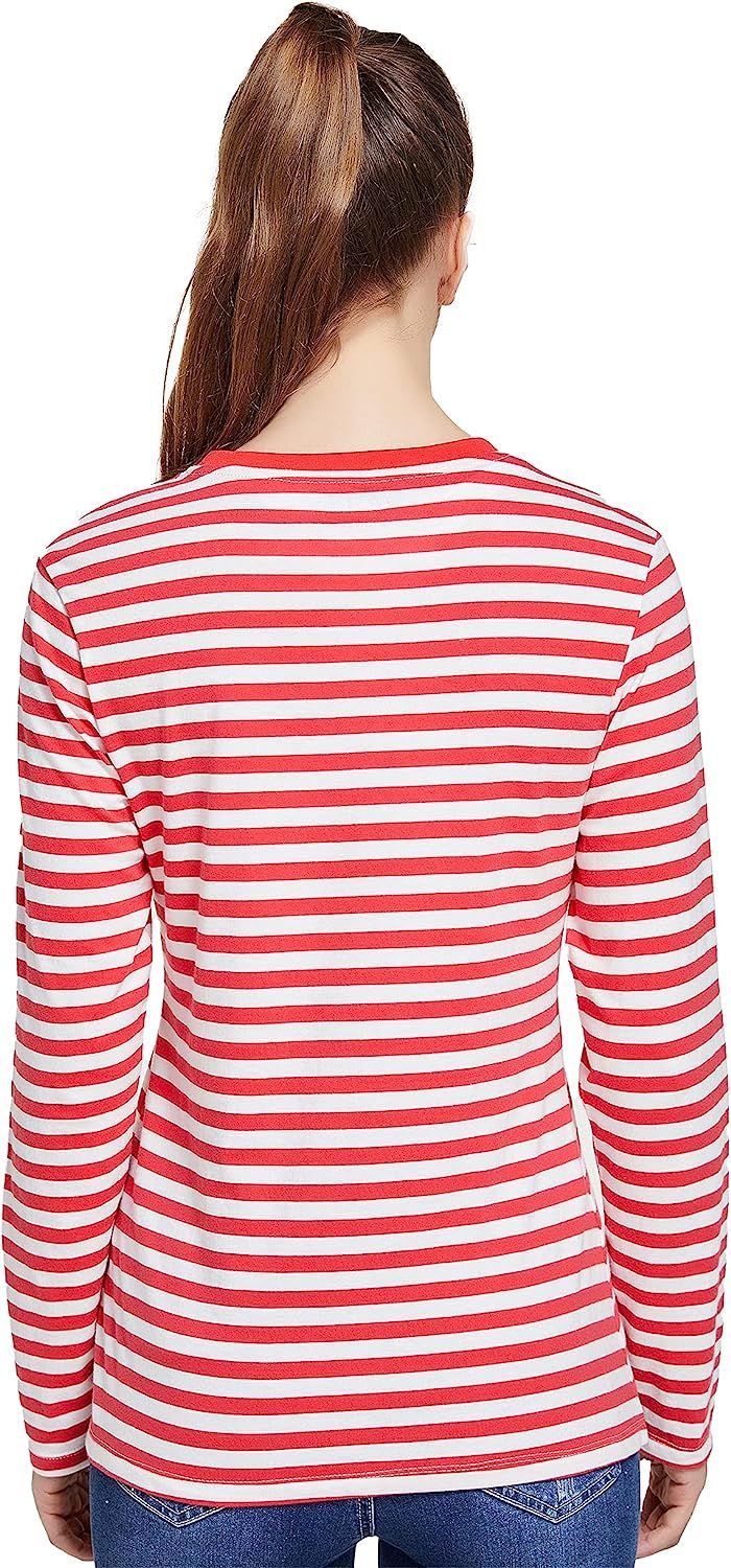 KOWSPORT Women’s Long Sleeve T-Shirt Striped Tee Shirt Tops Regular Fit Plain Color Tees for Wo... | Amazon (US)