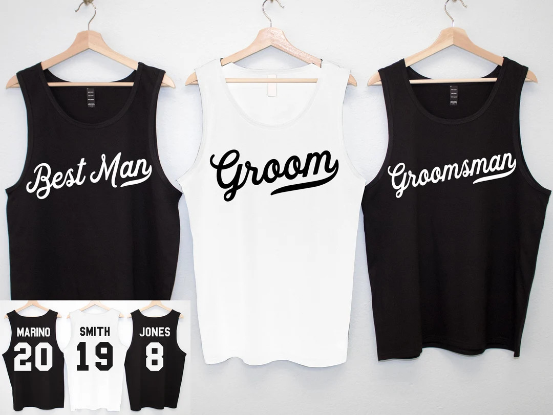 GROOM & GROOMSMEN Tank Tops CUSTOM Names and Numbers for - Etsy | Etsy (US)