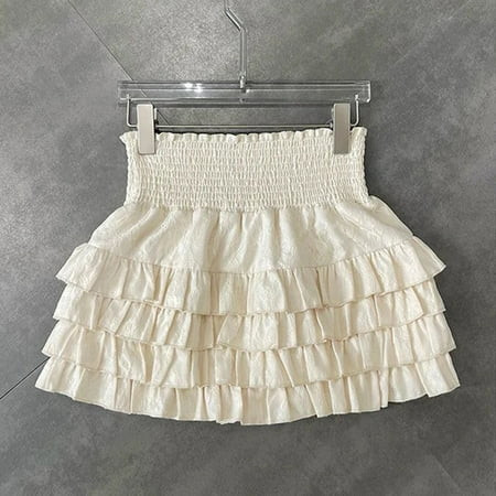 Womens Puffy Cake skirt High waist Ruffle Short skirt Versatile Skirt | Walmart (US)
