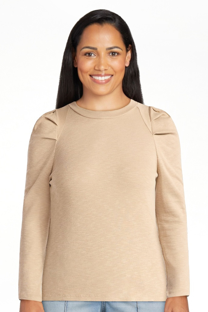 Time and Tru Women's Top with Long Puff Sleeves, Size XS-XXXL | Walmart (US)