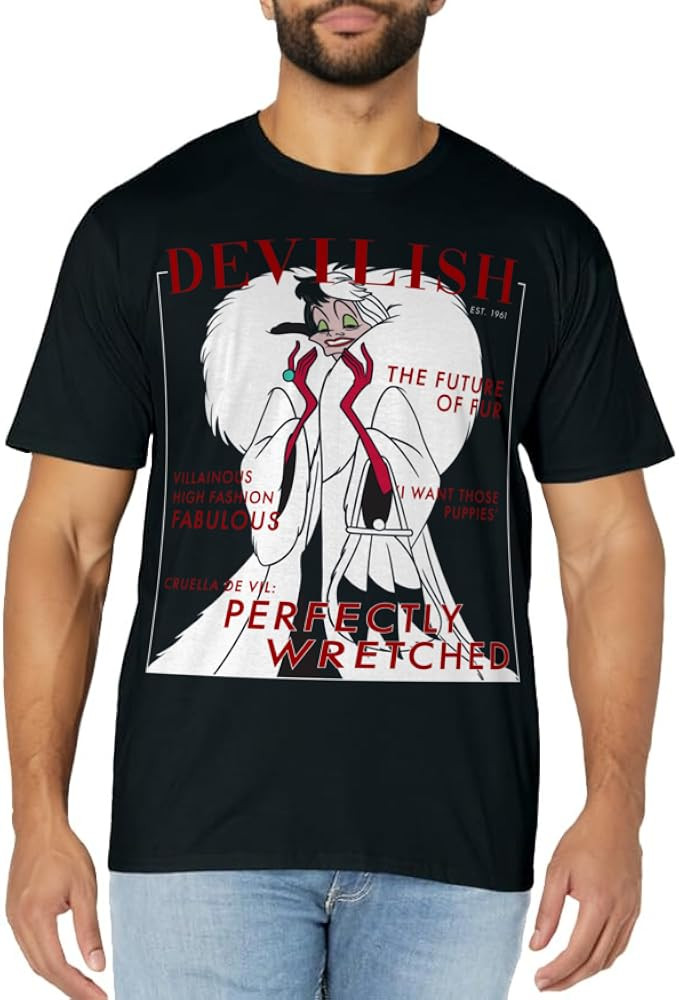 Disney Villains Halloween Cruella Magazine Cover T-Shirt | Amazon (US)