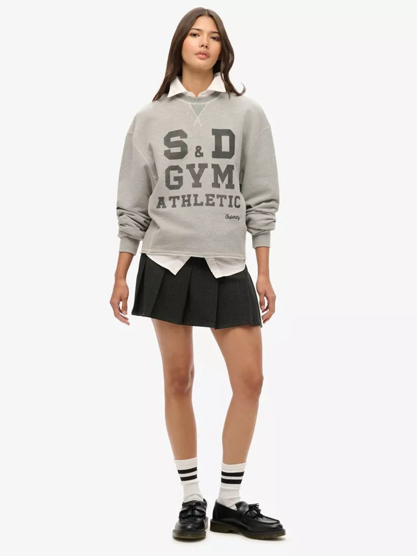 Superdry Low Rise Check Pleated Mini Skirt, Grey | John Lewis (UK)