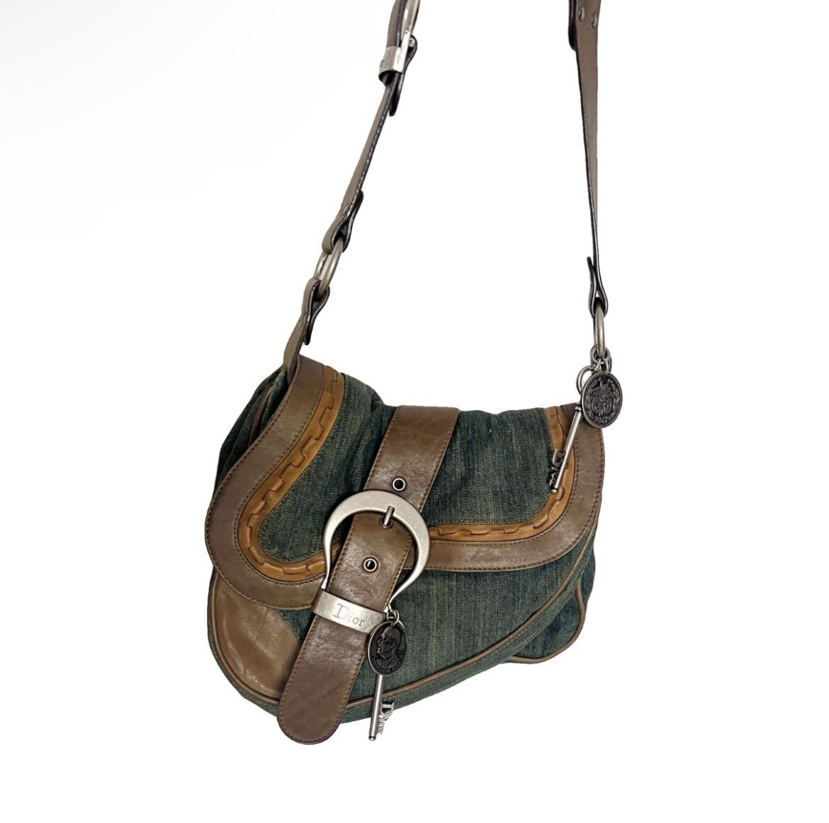 VINTAGE CD CHRISTIAN DIOR GAUCHO SADDLE BAG DENIM/LEATHER Y2K SHOULDER BAG | eBay US