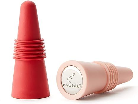 Rabbit Rabbit Wine and Beverage Bottle Stoppers with Grip Top (Pink, Set of 2) | Amazon (US)