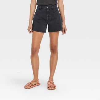 Women&#39;s High-Rise A-Line Midi Jean Shorts - Universal Thread&#8482; Black 2 | Target