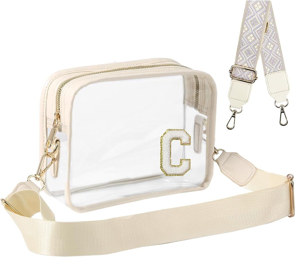 GooBird Personalized Initial Clear Crossbody Bag – Stadium Approved Clear Purse for Women at Co... | Amazon (US)