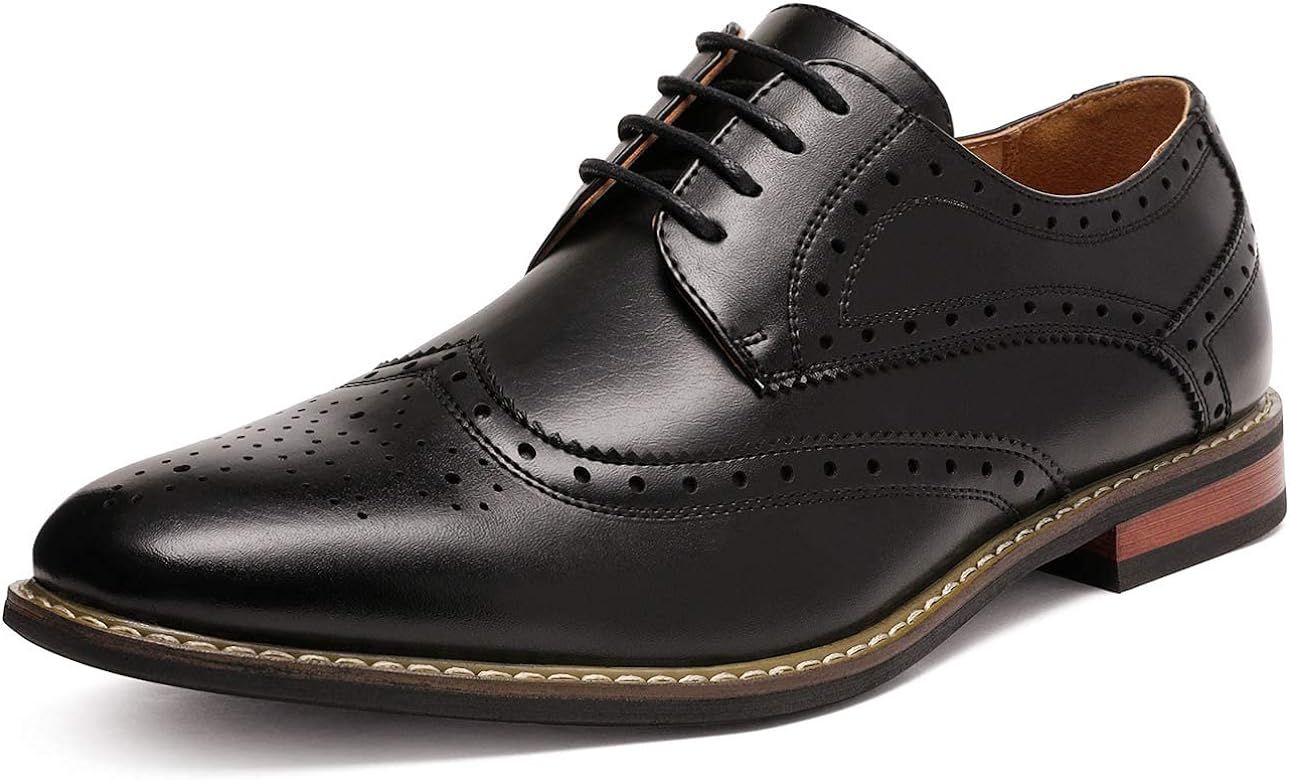 Bruno Moda Italy Men's Prince Classic Modern Formal Oxford Wingtip Lace Up Dress Shoes | Amazon (US)