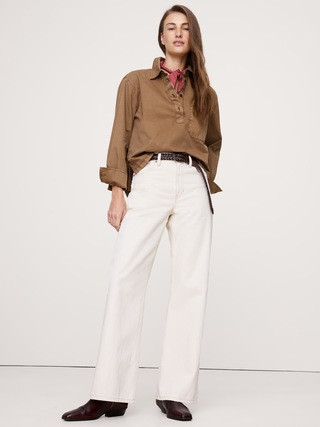Cotton Twill Popover Shirt | Banana Republic (US)