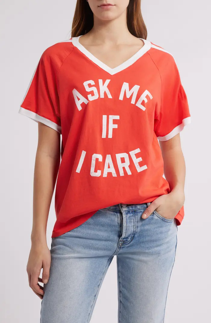 Ask Me if I Care V-Neck Cotton Graphic T-Shirt | Nordstrom