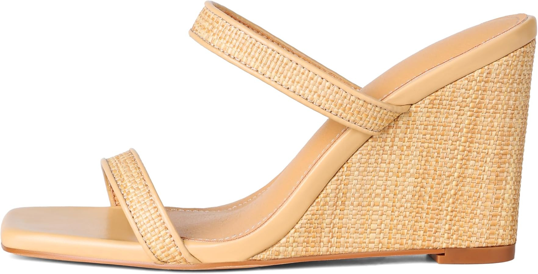 Wedge Sandals for Women Beach Shoes Espadrilles - Square Toe, Chunky Heel, Slip-On, Slides, Summe... | Amazon (US)