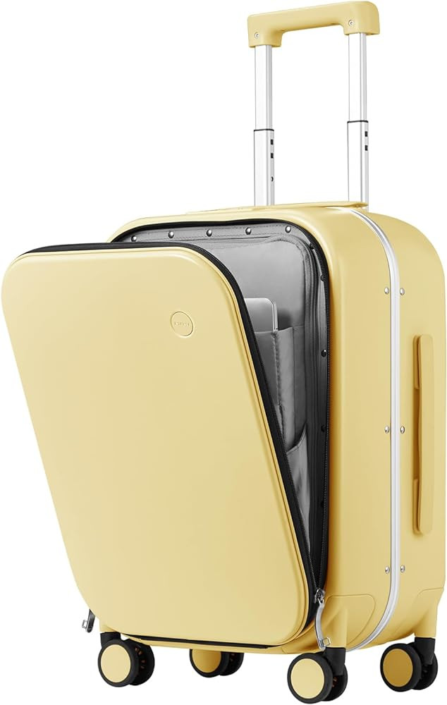mixi Carry On Luggage, 20'' Suitcase with Front Laptop Pocket, Travel Rolling Luggage Aluminum Fr... | Amazon (US)