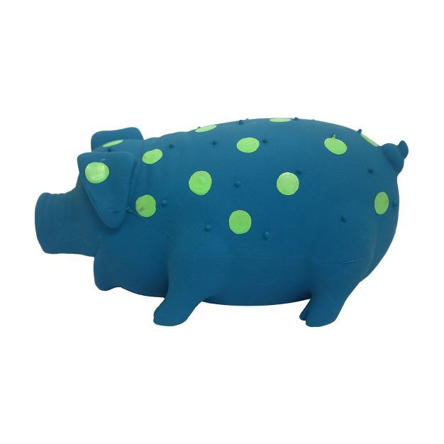 Multipet Latex Polka Dot Pig Dog Toy - Blue - 9" | Target