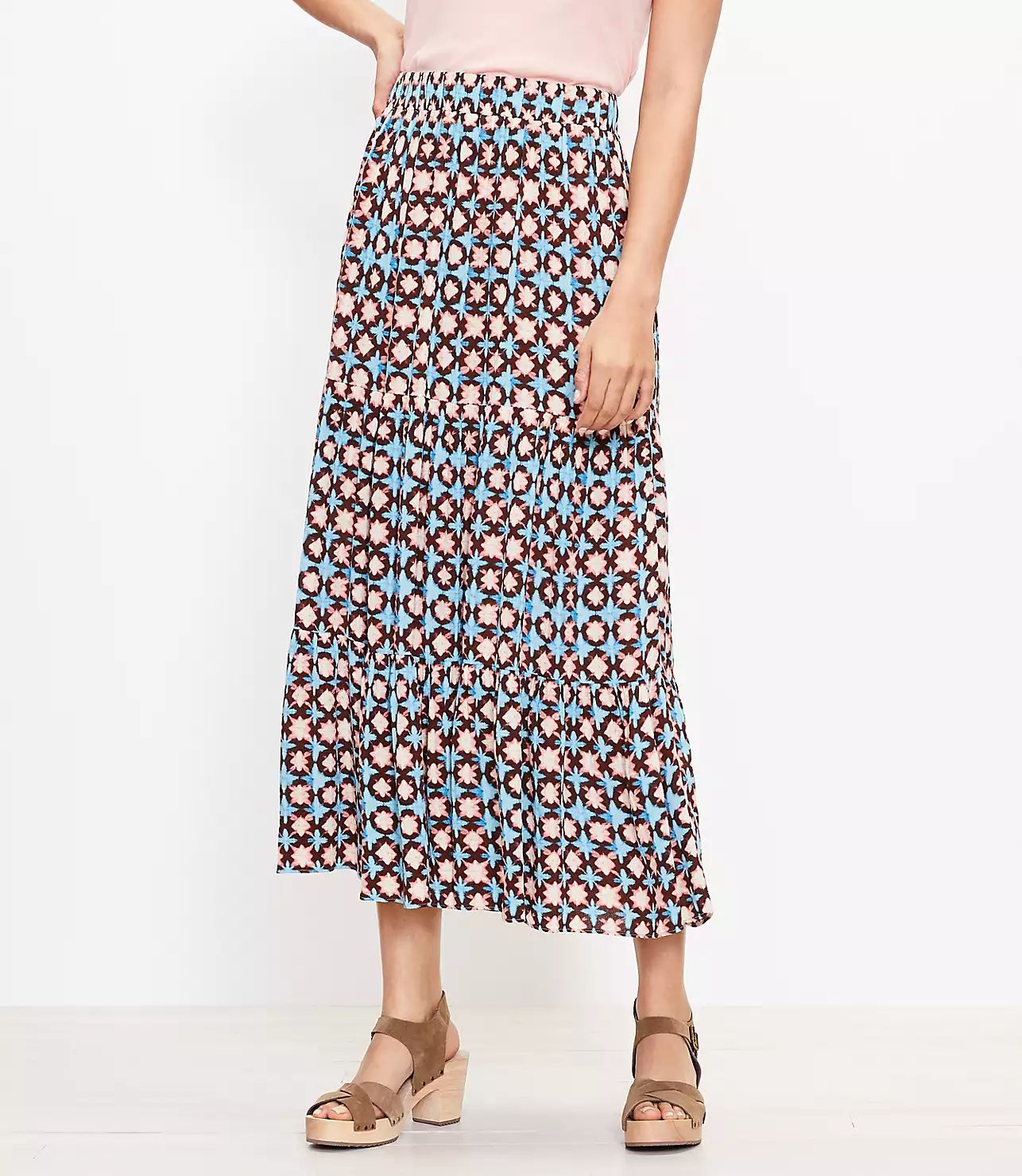Sunwashed Floral Tiered Pull On Maxi Skirt | LOFT