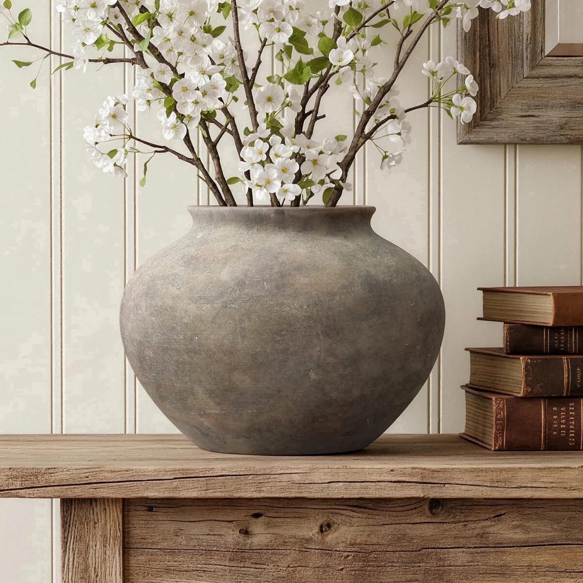 Langford Home 8" Round Antique Terracotta Vase, Gray-Brown | Walmart (US)