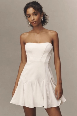 BHLDN Strapless Pleated Fit & Flare Mini Dress | Anthropologie (US)