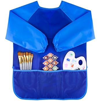 KUUQA Waterproof Children Art Smock Kids Art Aprons with 3 Roomy Pockets,Painting Supplies (Paint... | Amazon (US)