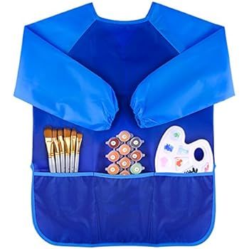 KUUQA Waterproof Children Art Smock Kids Art Aprons with 3 Roomy Pockets,Painting Supplies (Paint... | Amazon (US)
