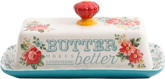 The Pioneer Woman Vintage Floral Butter Dish Stoneware | Amazon (US)