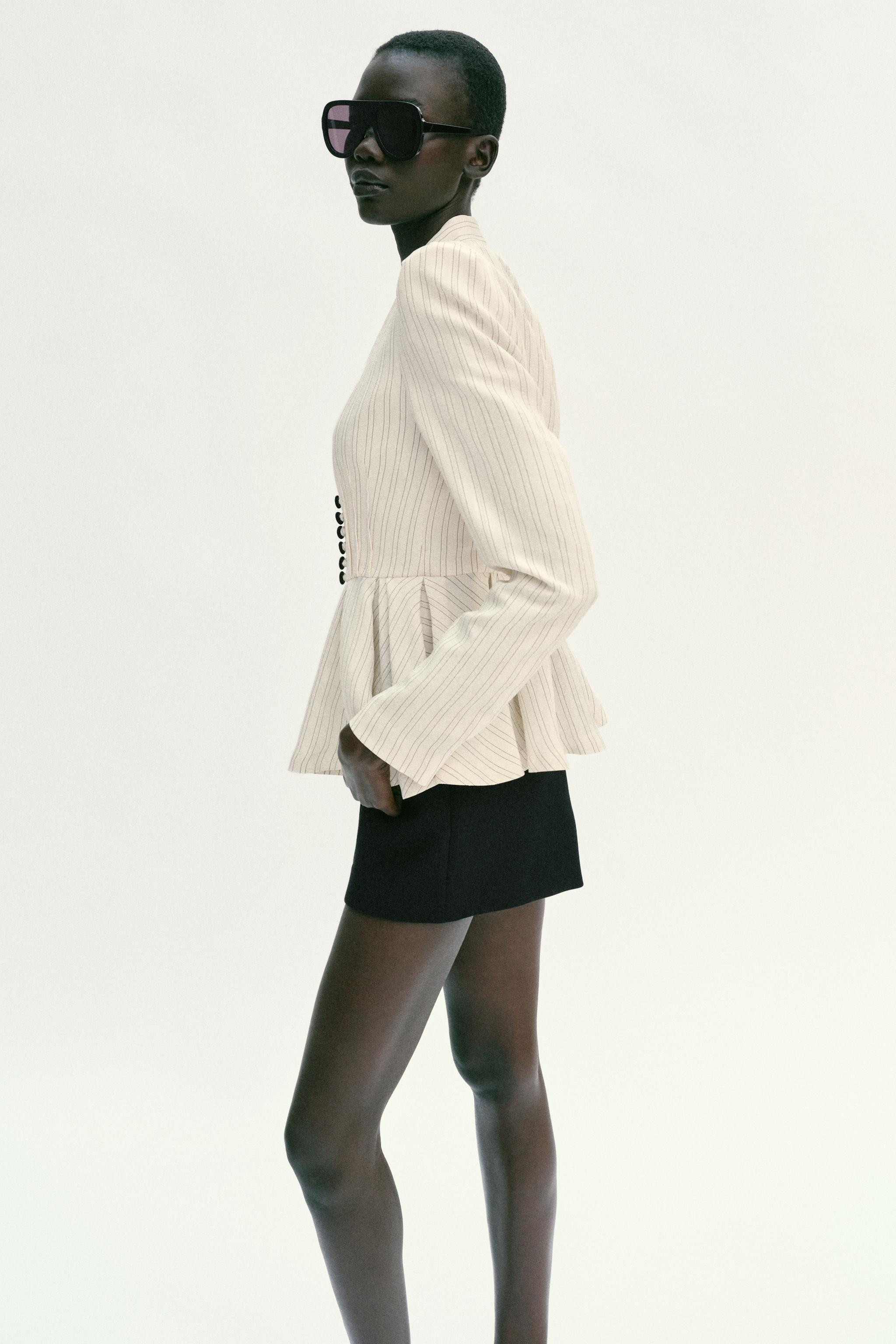 STRIPED PEPLUM BLAZER | Zara Canada