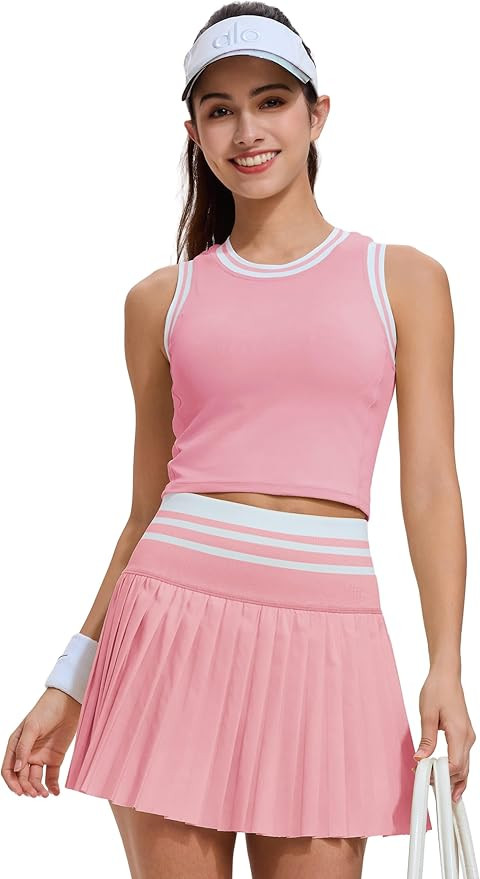 Two Piece Tennis Skirt Set for Women High Waisted Pleated Athletic Golf Skirt Sets Women 2 Piece ... | Amazon (US)