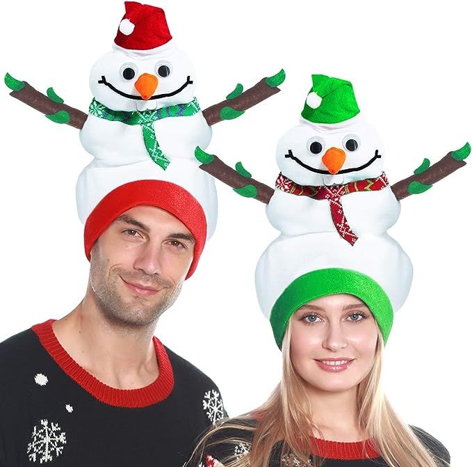 Camlinbo 2 Pack Christmas Santa Hats Funny Snowman Hat for Kids Adults | Amazon (US)