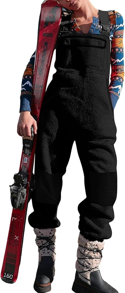 Yousify Women's Fleece Warm Overalls Winter Casual Jumpsuits with Pockets Ski Bibs Snow Pants S-2... | Amazon (US)