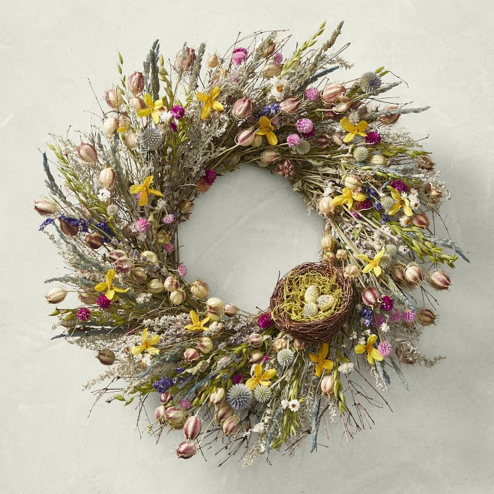 Spring Live Wreath with Easter Egg Nest | Williams-Sonoma