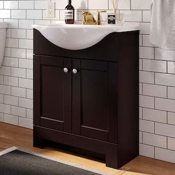 Style Selections Euro 24-in Espresso Single Sink Bathroom Vanity with White Cultured Marble Top | Lowe's