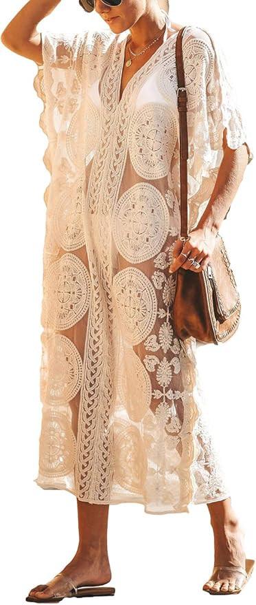 Bsubseach Women Beachwear Turkish Kaftans Long Swimsuit Cover up Caftan Beach Dress | Amazon (US)