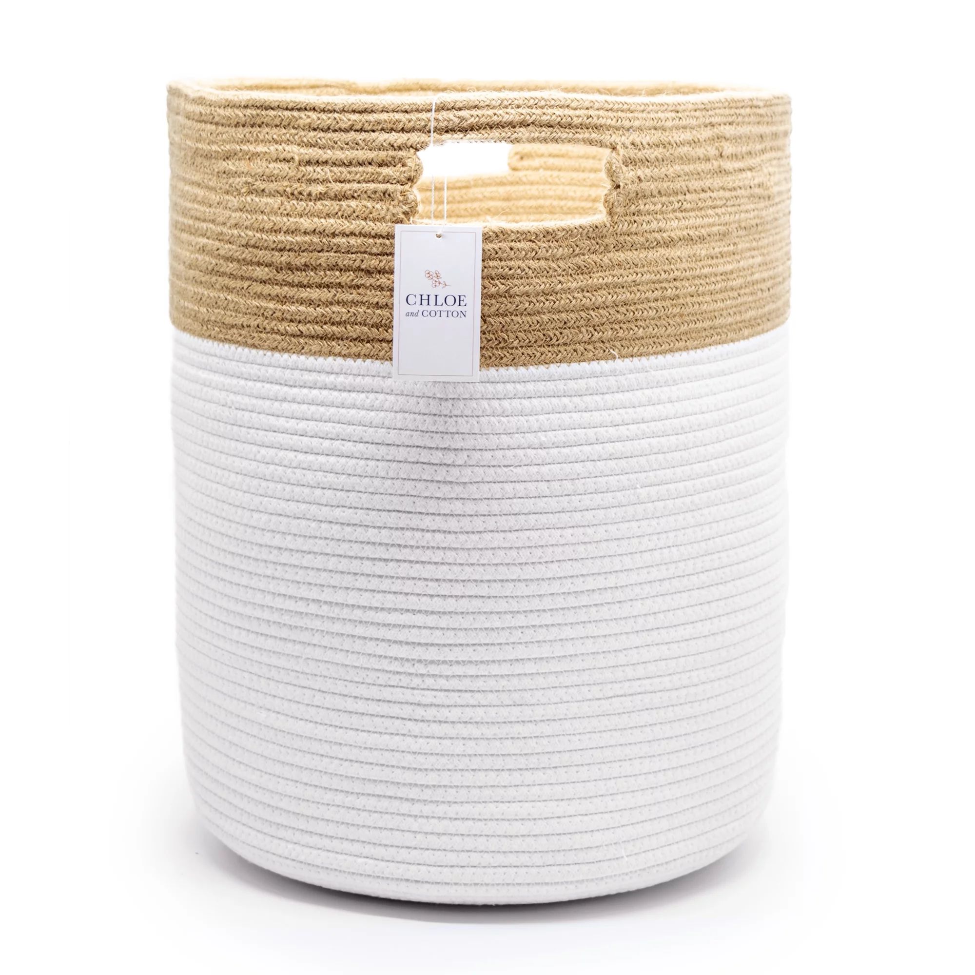 Chloe and Cotton Extra Large Woven Rope Laundry Basket, White Jute | Walmart (US)