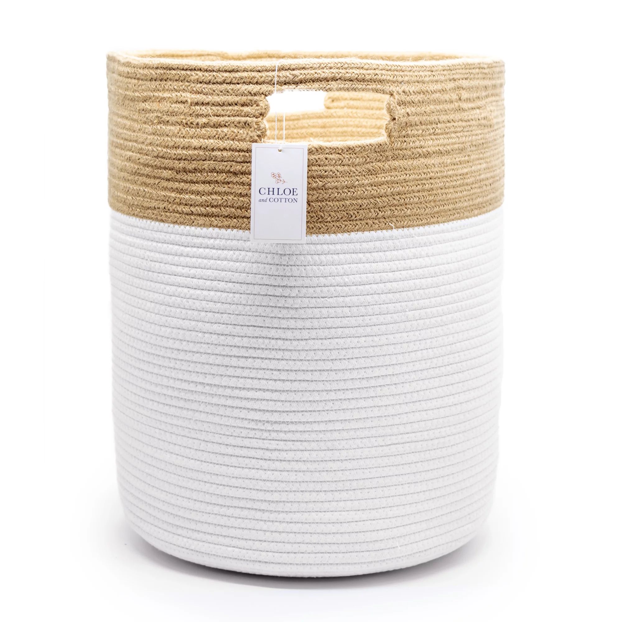 Chloe and Cotton Extra Large Woven Rope Laundry Basket, White Jute - Walmart.com | Walmart (US)