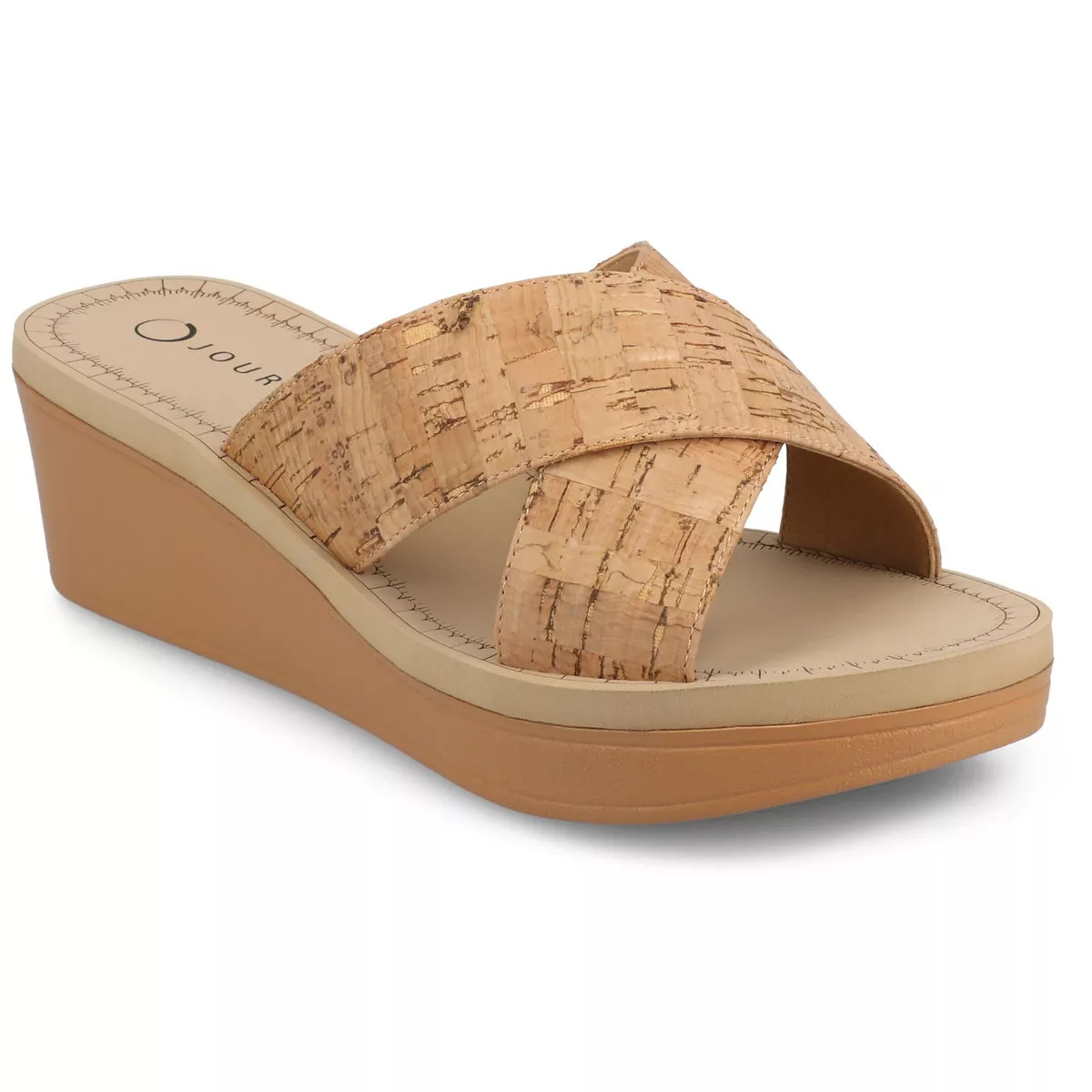 Journee Women's Biara Platform Wedge Sandals, Cork 6.5 | Target