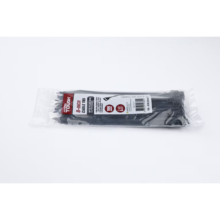 (2 pack) Hyper Tough Cable Ties, 8 in, 75 lb, UV Resistant, Black, 100 Count | Walmart (US)