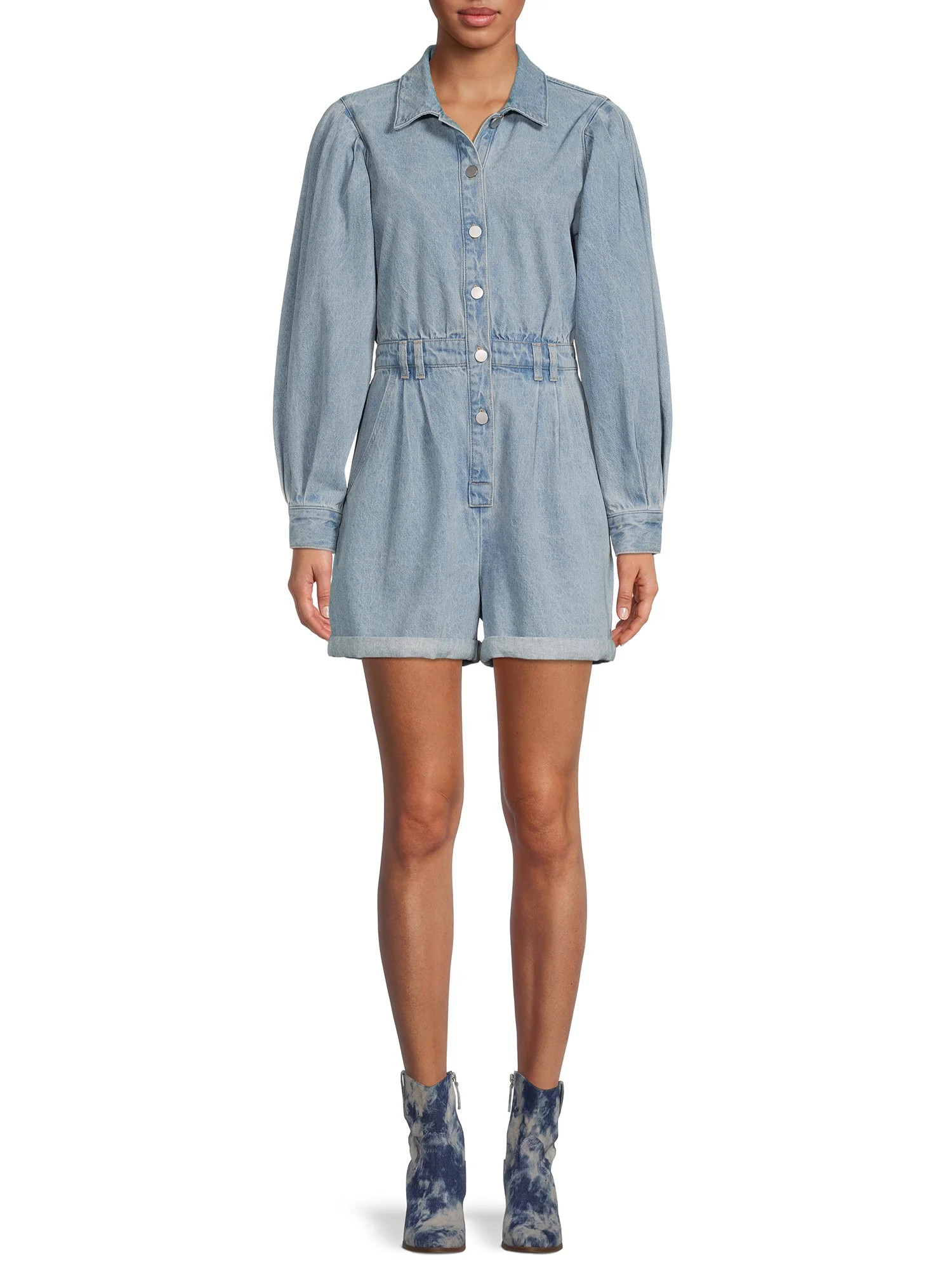 No Boundaries Juniors' Button Front Playsuit | Walmart (US)