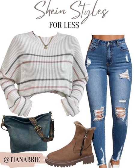Shein outfit, Shein fall styles, Shein winter styles, Shein deals, high waist jeans, distressed jeans, ripped jeans, fall boots, ankle boots, boho handbag, boho purse, tan boots, sale alert, dress for less, winter look, fall look

#LTKfindsunder50 #LTKstyletip