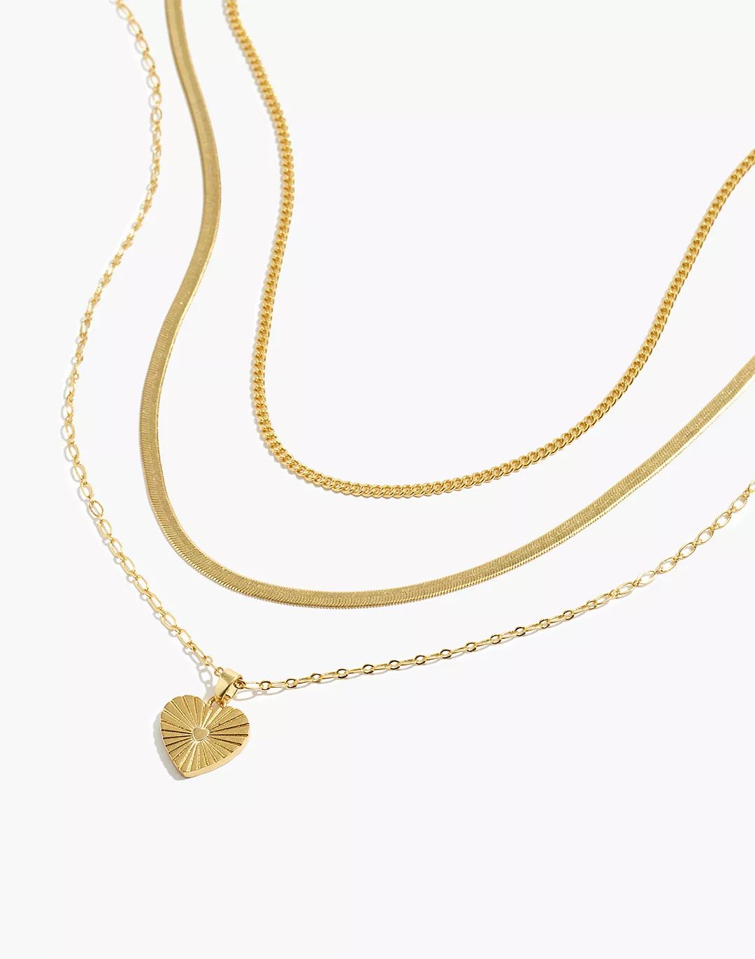 Three-Piece Etched Heart Necklace Set | Madewell