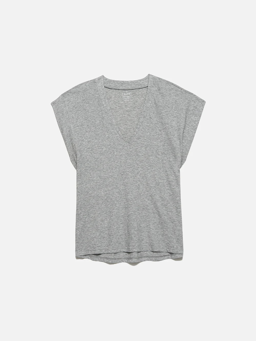 Le Mid Rise V Neck Tee  in  Gris Heather | Frame Denim
