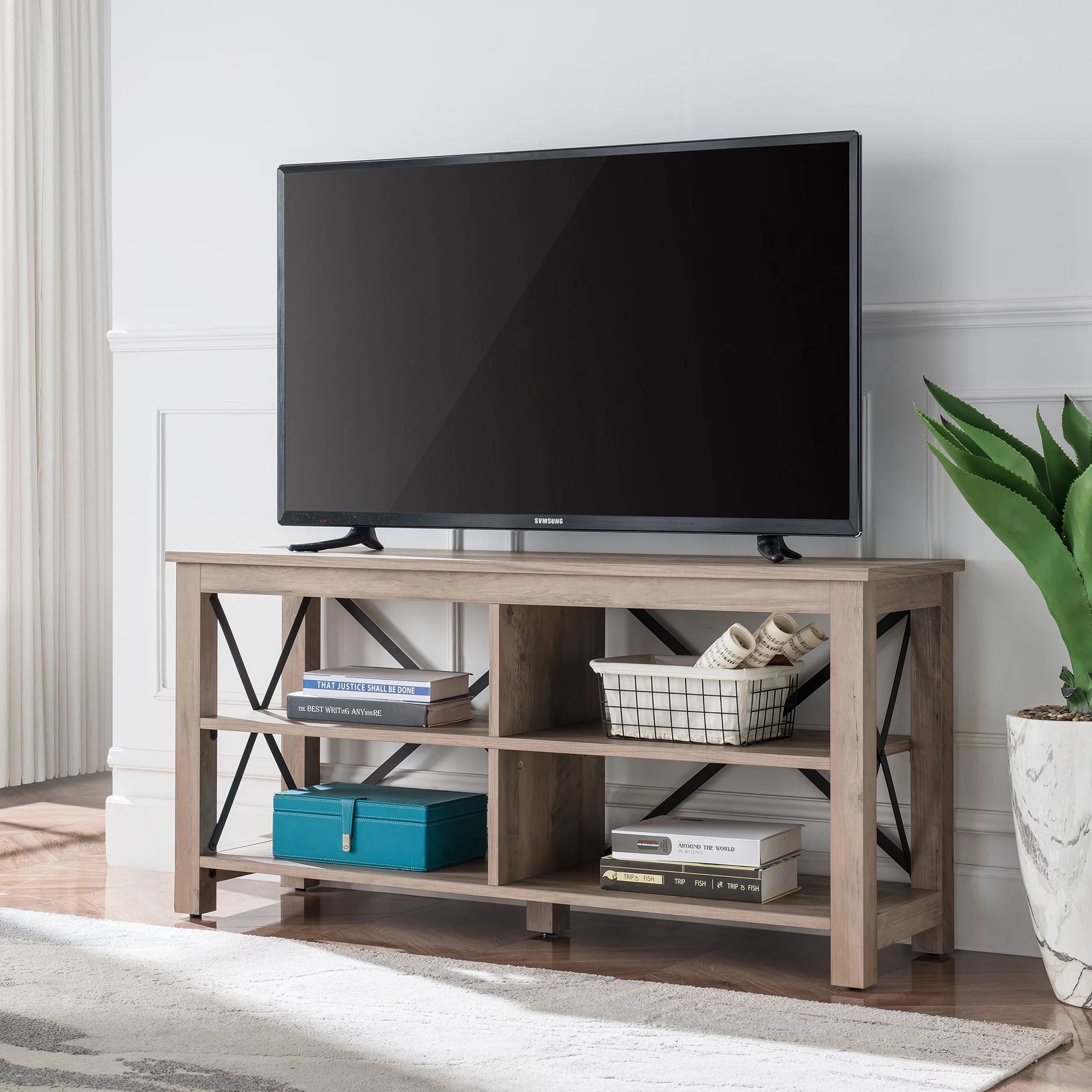 Evelyn&Zoe Modern Farmhouse Geometric TV Stand for TVs up to 55" | Walmart (US)