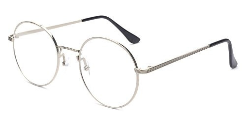 Outray Vintage Fashion Small Round Circle Clear Lens Eyeglasses Thin Metal Frame Unisex Glasses Silver | Amazon (UK)