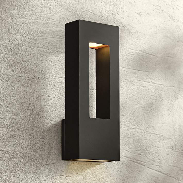 Hinkley Atlantis 16" Black and Frosted Glass LED Outdoor Wall Light - #U2409 | Lamps Plus | Lamps Plus