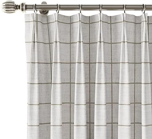 Amazon.com: Stefana Silber x TWOPAGES Pinch Pleat Drapery, Plain Pattern White Beige Print Linen ... | Amazon (US)