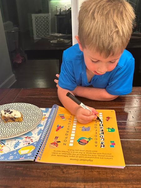 Linc loves “doing his homework” with these wipe-away work books. #prek #kindergarten #preschool

#LTKGiftGuide #LTKkids