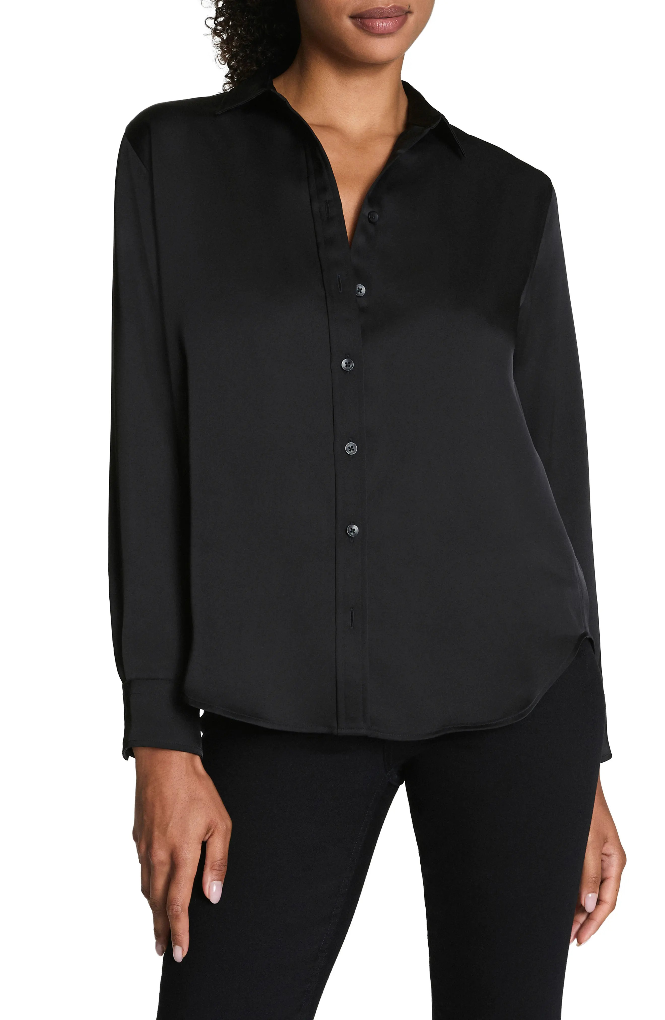 SPANX\u00ae Better Than Silk Button-Down Shirt (Women) | Nordstrom | Nordstrom
