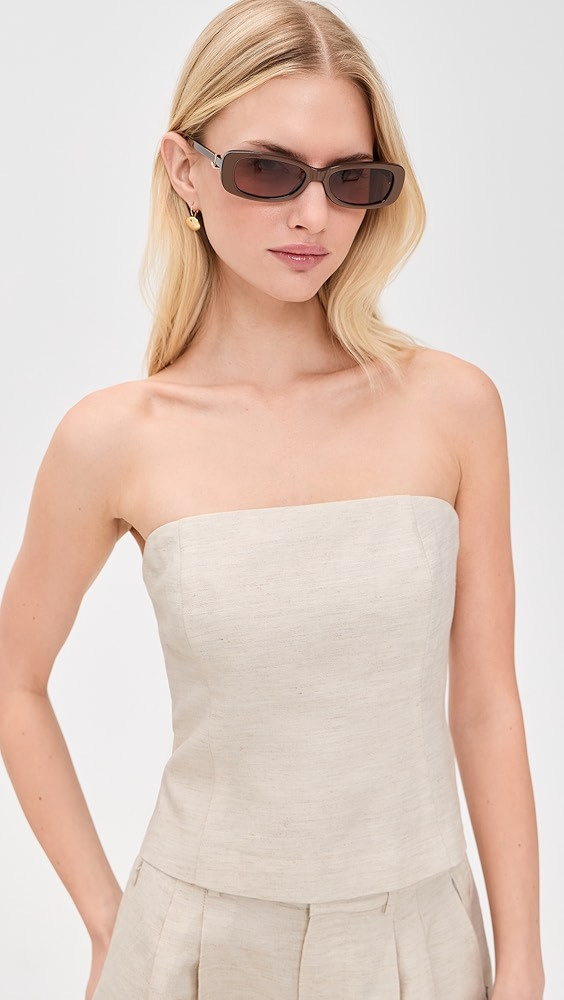 Linen Blend Strapless Top | Shopbop