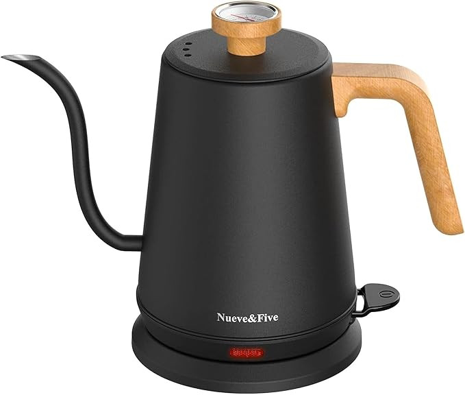 Nueve&Five Gooseneck Electric Kettle with Thermometer， Black Electric Kettle 1L with Auto Shut-... | Amazon (US)