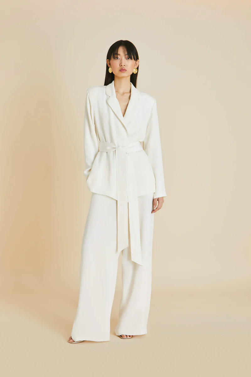 Jagger Ivory Pajamas in Marocain | Olivia von Halle