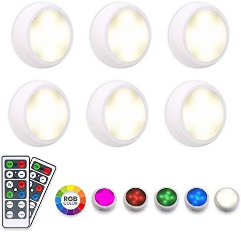 LED Closet Lights Puck Lights with Remote, RGB 16 Colors [6 Pack with 2 Remote] by PeakPlus, Colo... | Amazon (US)