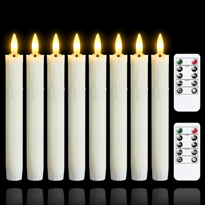 Flameless Flickering Taper Candles Two Remote, 19cm Ivory Battery Operated LED Window Candles Tim... | Amazon (UK)