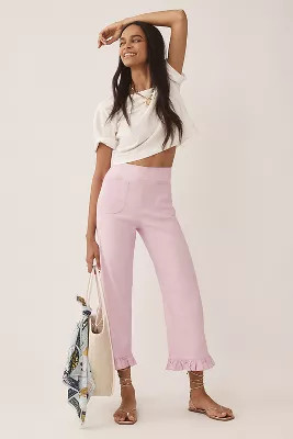 The Colette Ruffled Cropped Wide-Leg Pants by Maeve: Magic Fabric Edition | Anthropologie (US)